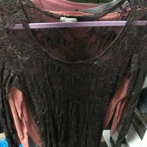 Brown long sleeve cami see through